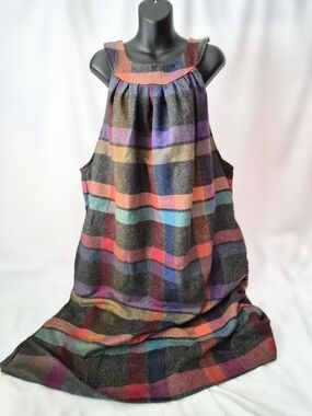 Vintage IVB Wool Blend Plaid Pinafore Jumper Dress - Size 40 (US 8/10)